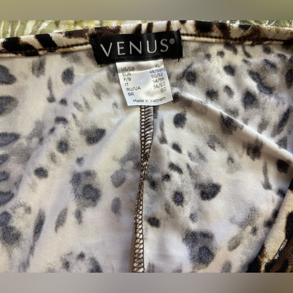 VENUS Leopard Print Cold Shoulder Top with Jewel Accent - Picture 9 of 9